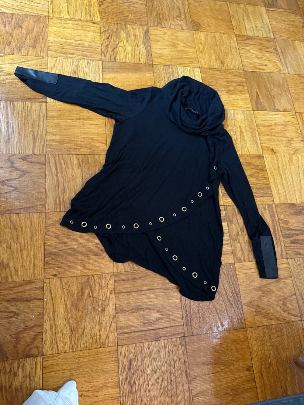 Belldini black cowl neck top, black with the silver embellish, size 1 X